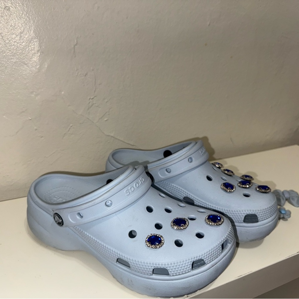 Light Blue Crocs with Charms
